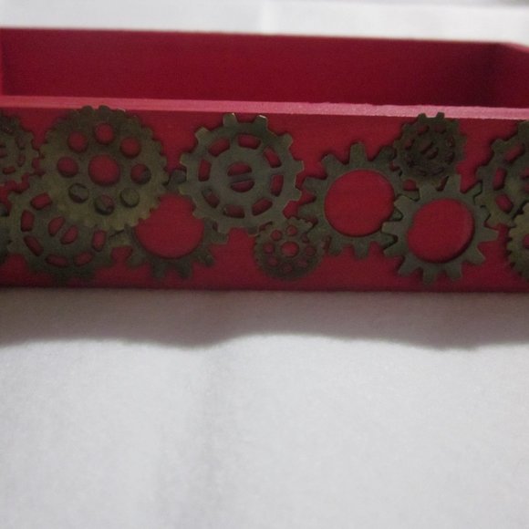 Red and Bronze Steampunk Tray. - Picture 3 of 7